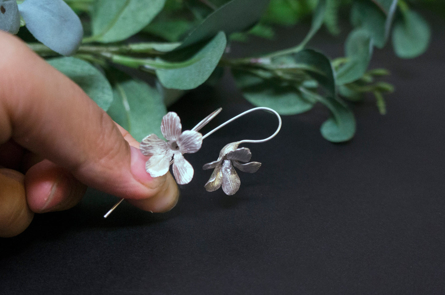 Violet sterling silver earrings