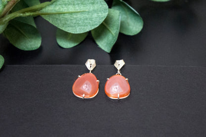 Carnelian sterling silver drop earrings