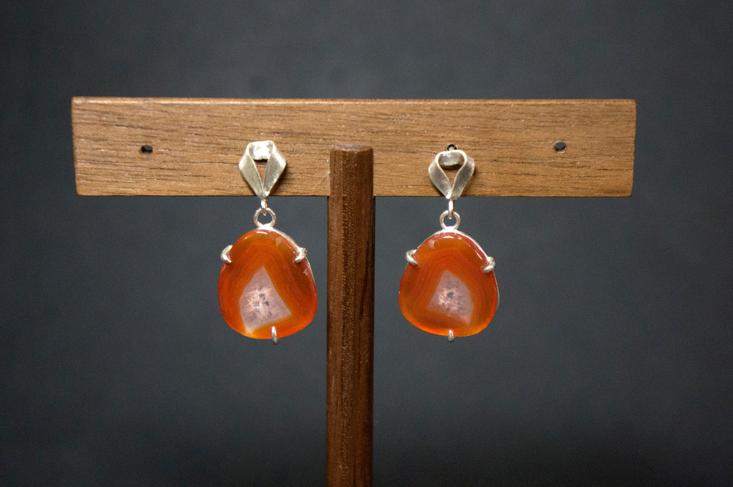 Carnelian sterling silver drop earrings