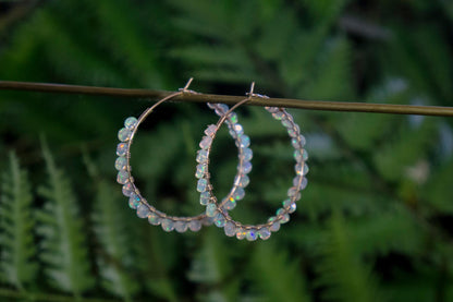Ethiopian opal hoop earrings