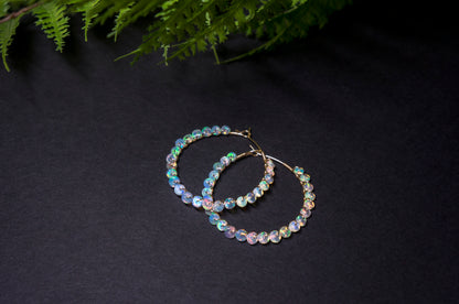 Ethiopian opal hoop earrings