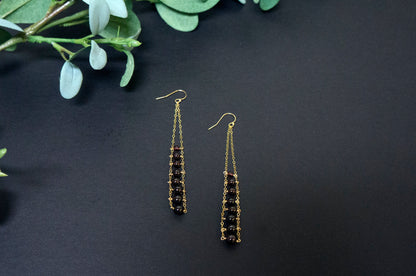 Garnet gold filled ladder earrings