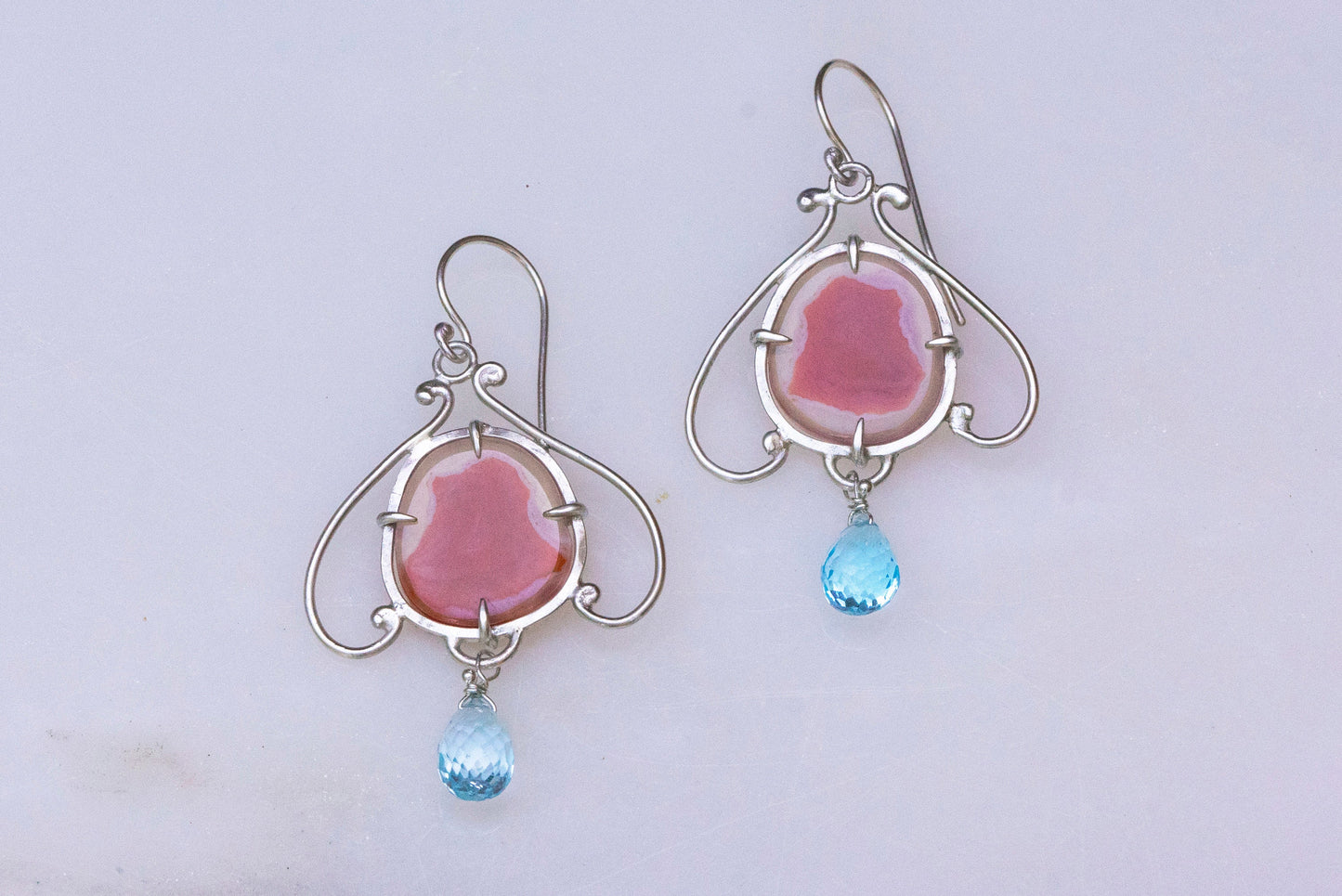 Carnelian bell flower dangle earrings