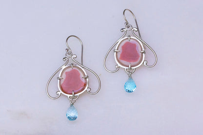 Carnelian bell flower dangle earrings