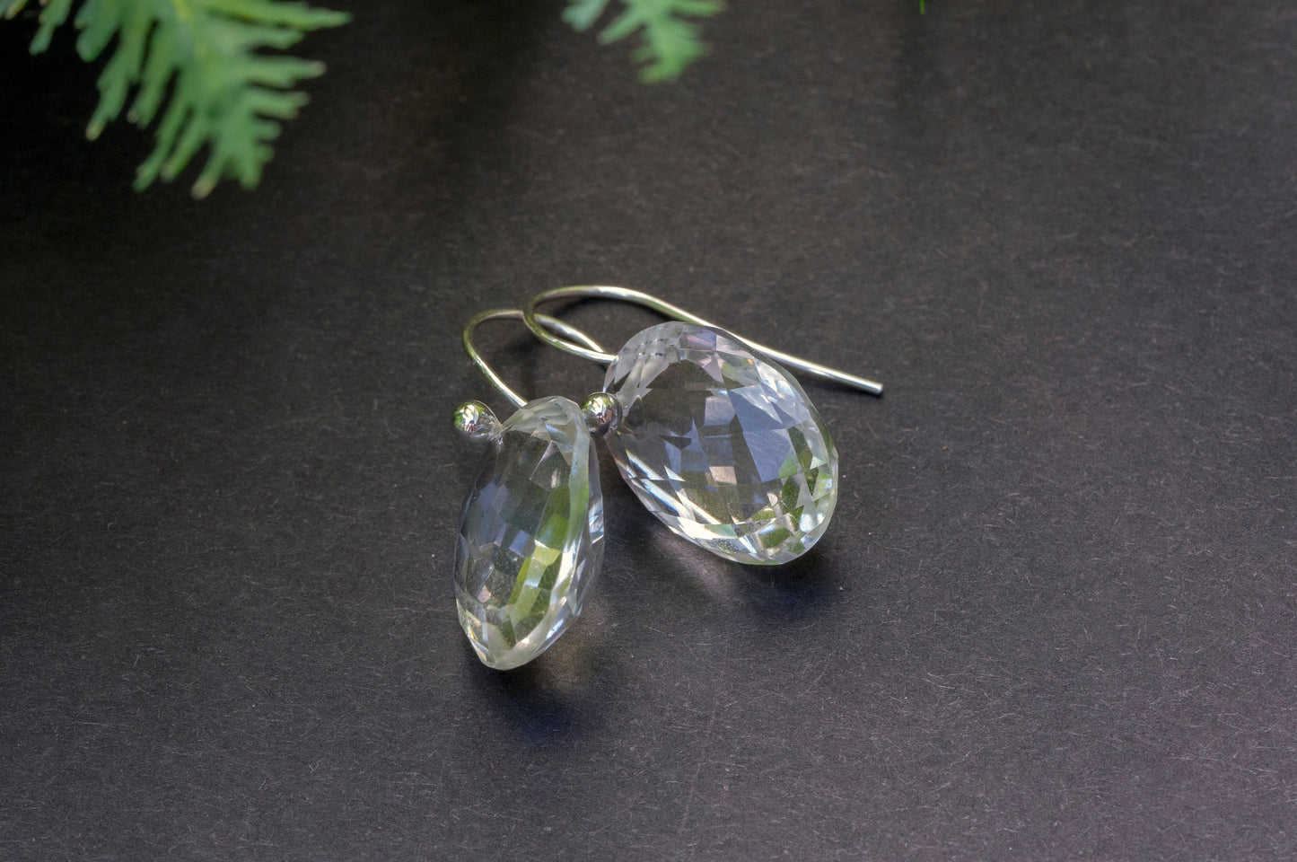Minimalist quartz drop earrings