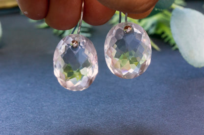 Minimalist quartz drop earrings