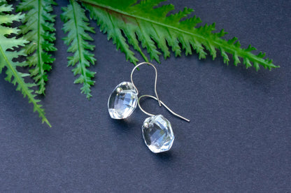 Minimalist square quartz drop earrings