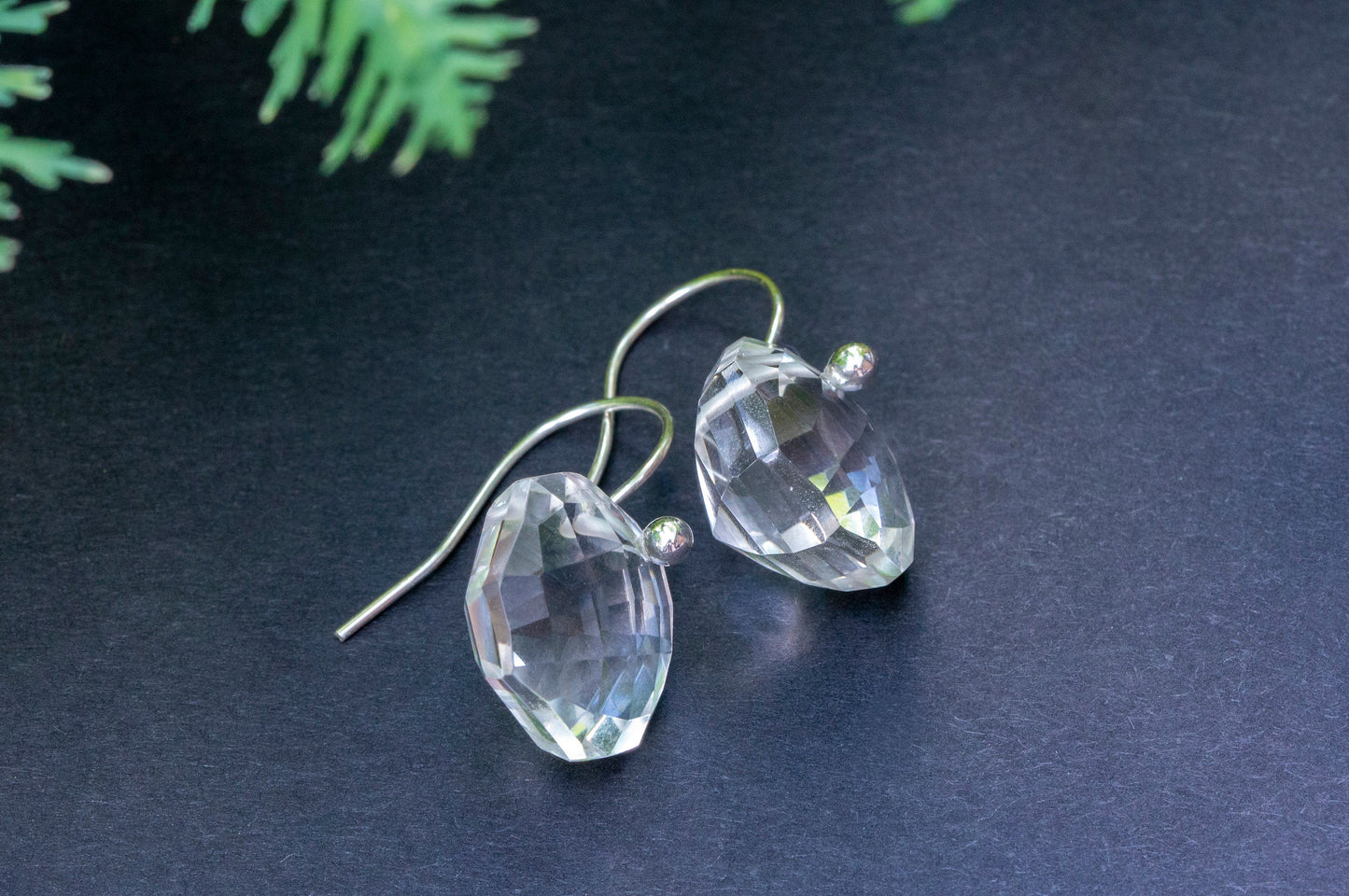Minimalist square quartz drop earrings