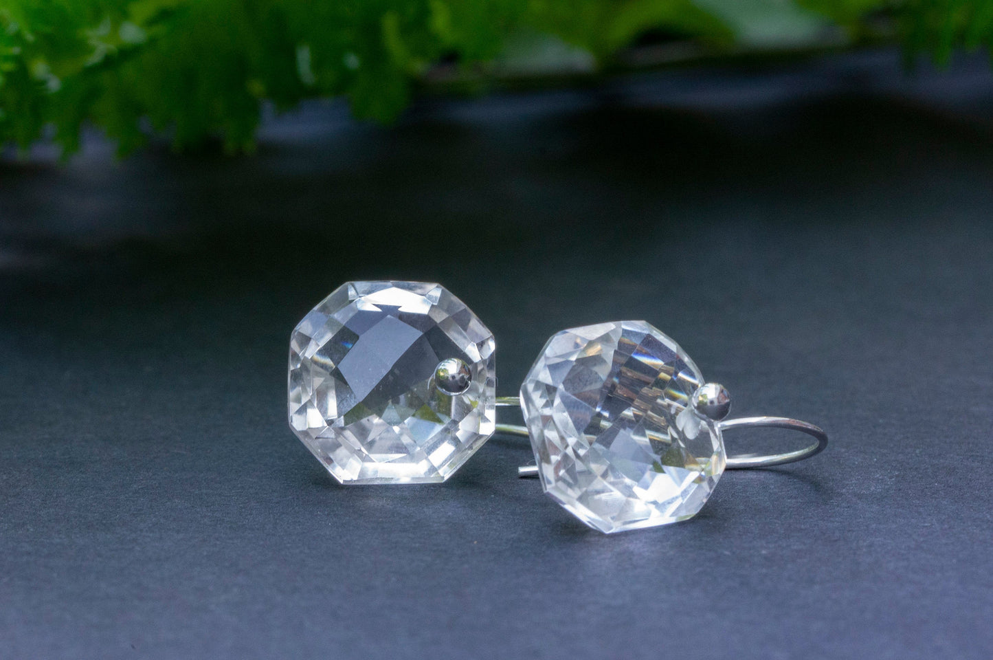 Minimalist square quartz drop earrings
