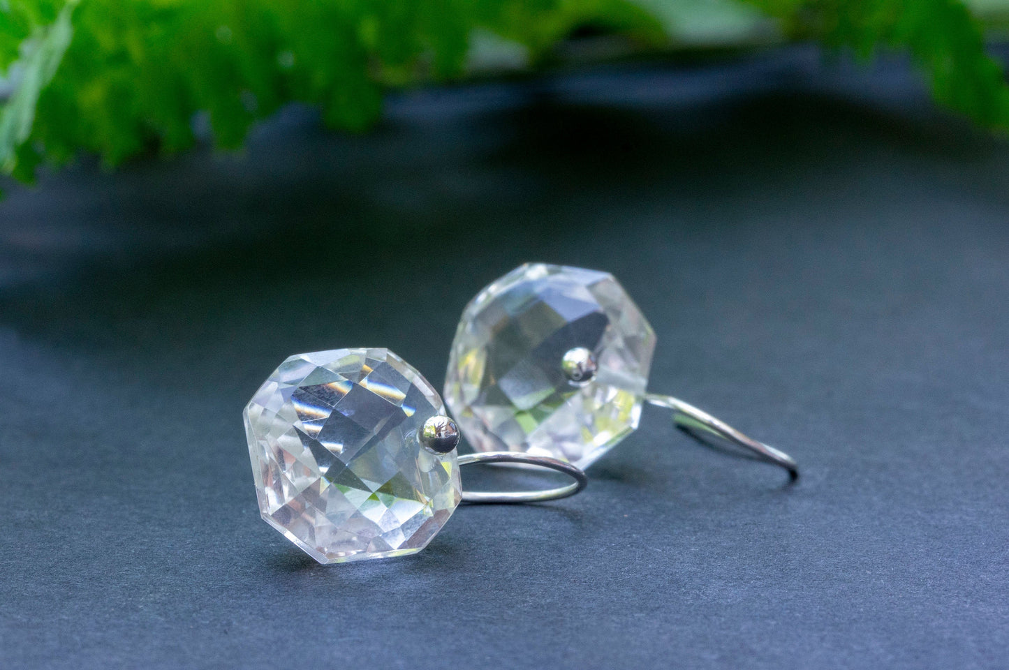 Minimalist square quartz drop earrings