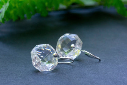 Minimalist square quartz drop earrings