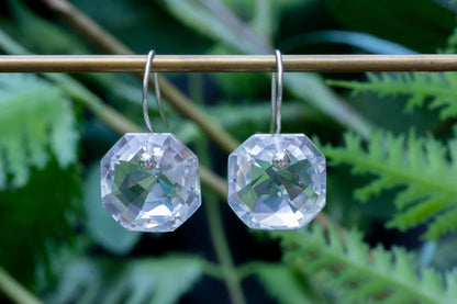 Minimalist square quartz drop earrings