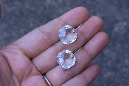 Minimalist square quartz drop earrings
