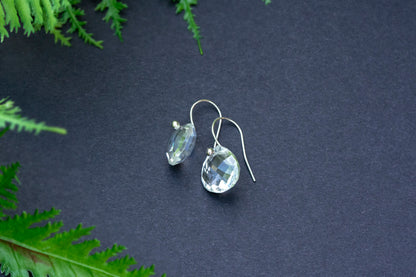 Minimalist quartz teardrop earrings
