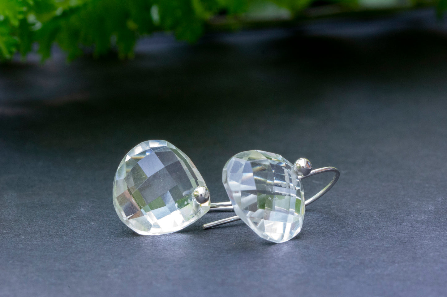 Minimalist quartz teardrop earrings