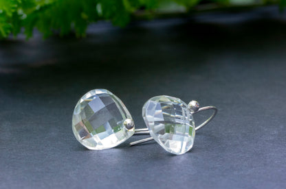 Minimalist quartz teardrop earrings