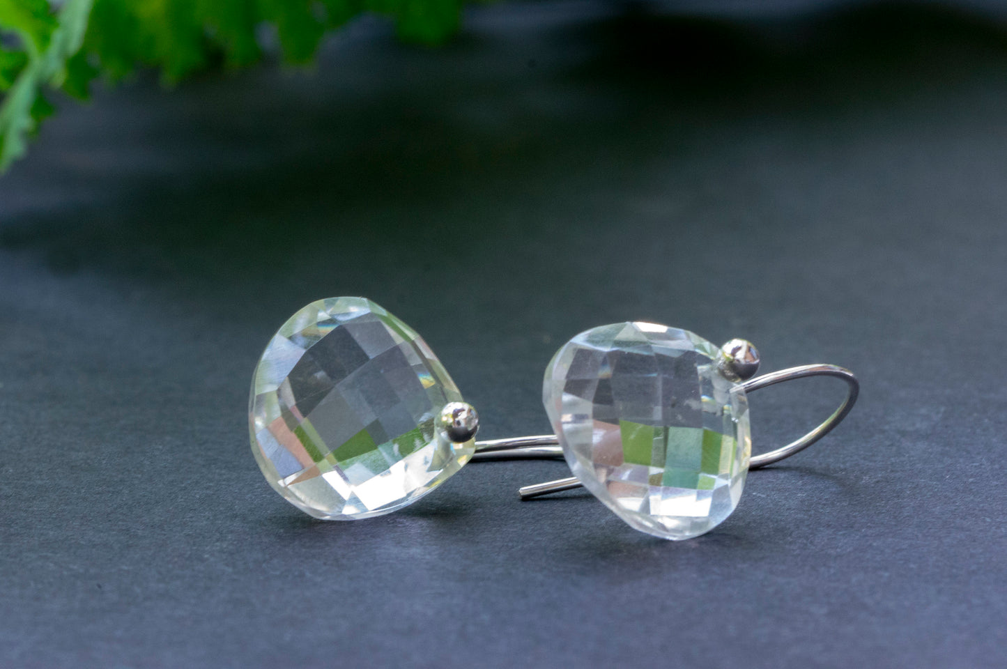 Minimalist quartz teardrop earrings