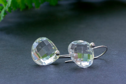 Minimalist quartz teardrop earrings