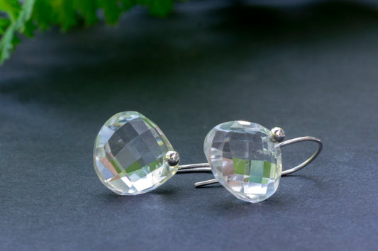 Minimalist quartz teardrop earrings