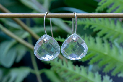 Minimalist quartz teardrop earrings