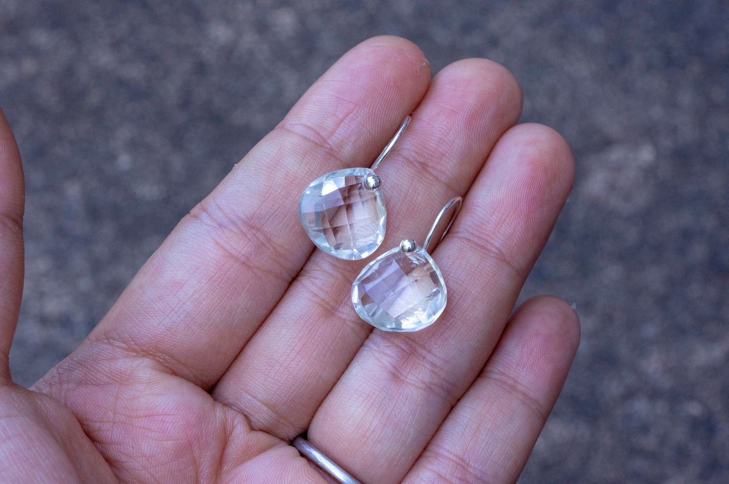 Minimalist quartz teardrop earrings