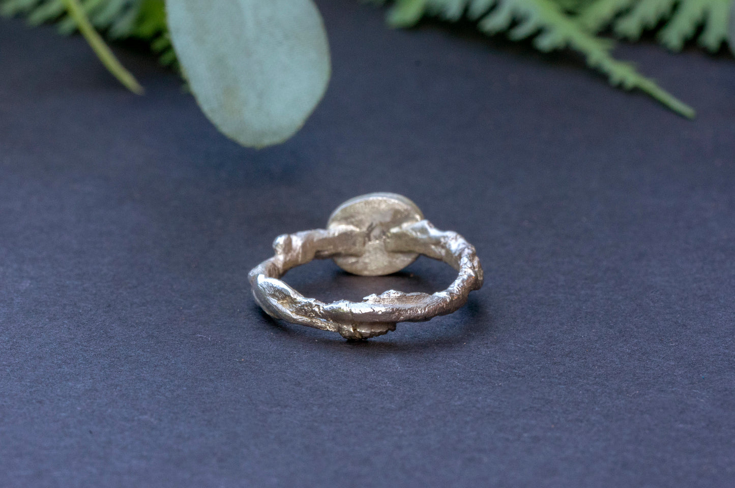 Watermelon tourmaline silver twig ring