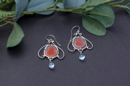 Carnelian bell flower dangle earrings