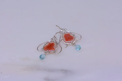Carnelian bell flower dangle earrings