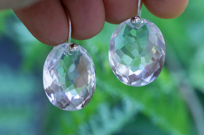 Minimalist quartz drop earrings