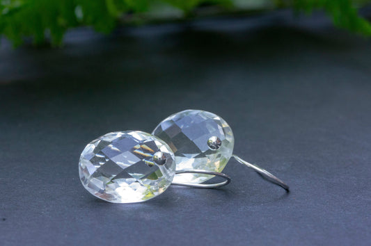 Minimalist quartz drop earrings