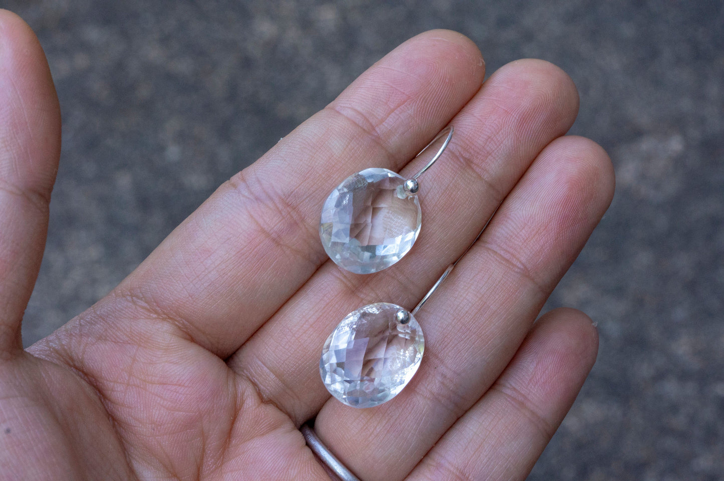 Minimalist quartz drop earrings