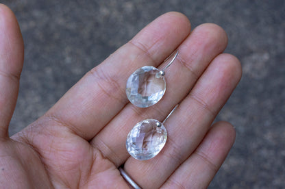 Minimalist quartz drop earrings