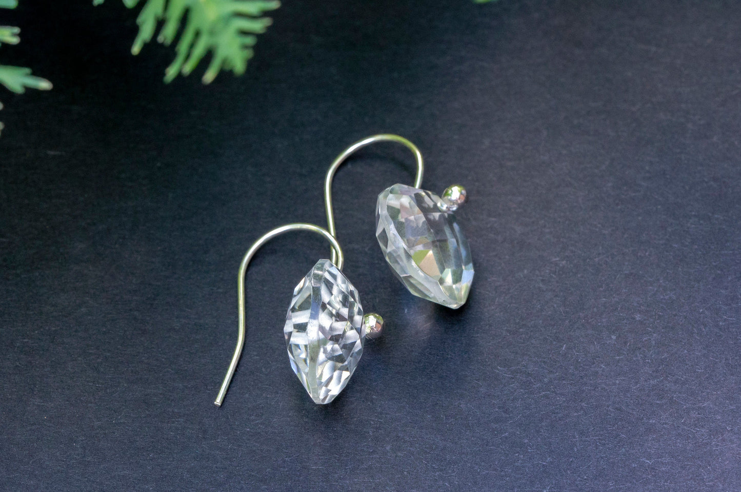 Minimalist square quartz drop earrings