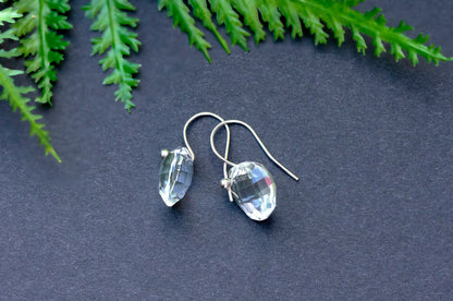 Minimalist quartz teardrop earrings