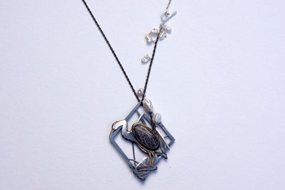 Blue heron brooch and necklace