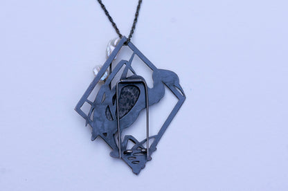 Blue heron brooch and necklace