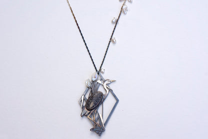 Blue heron brooch and necklace