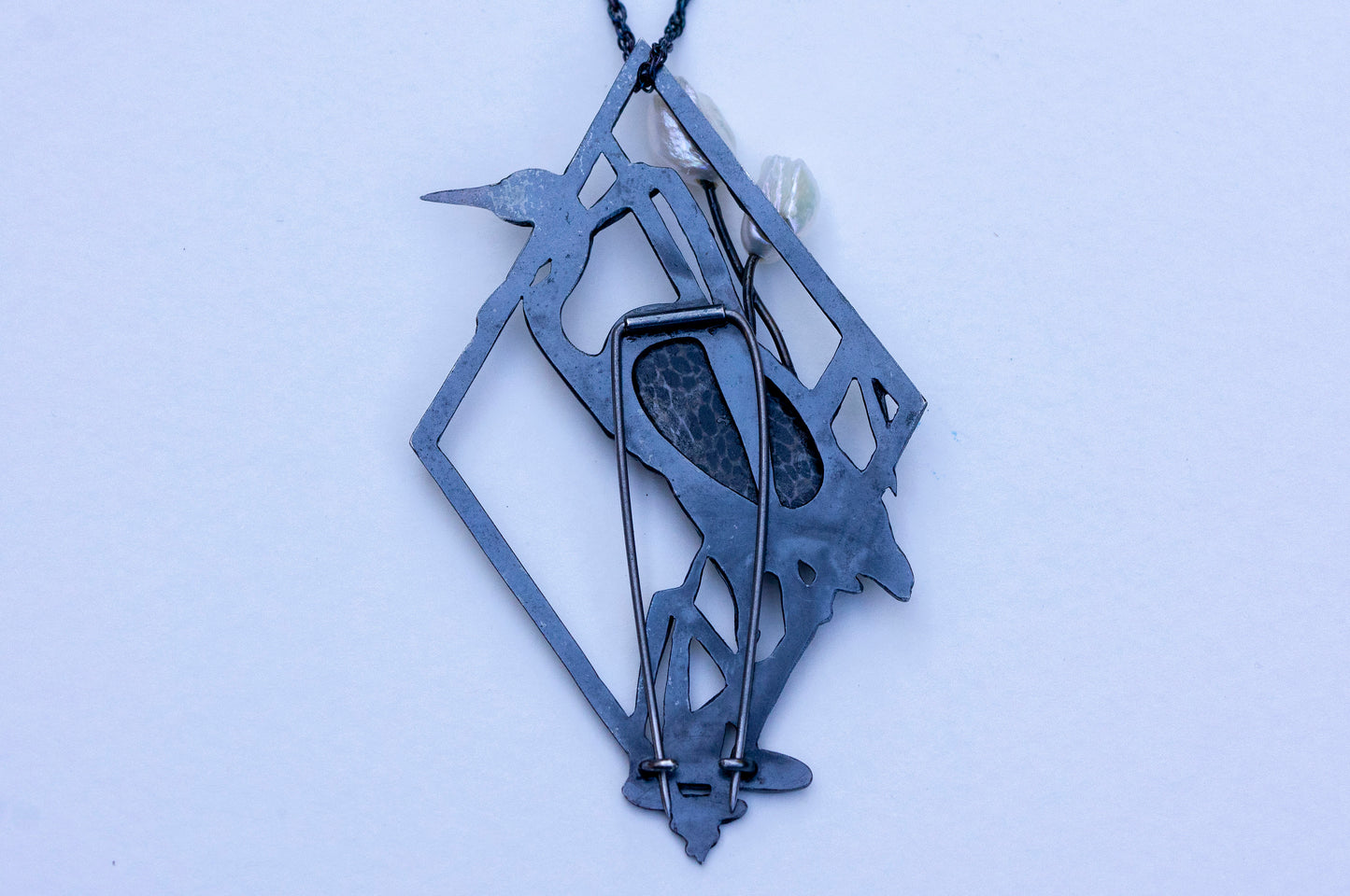 Blue heron brooch and necklace