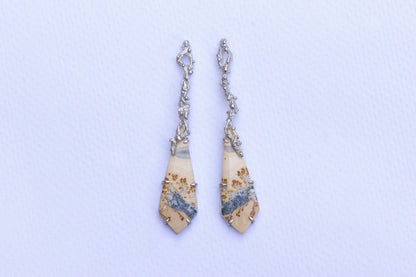 Oriental painting jasper twig earrings