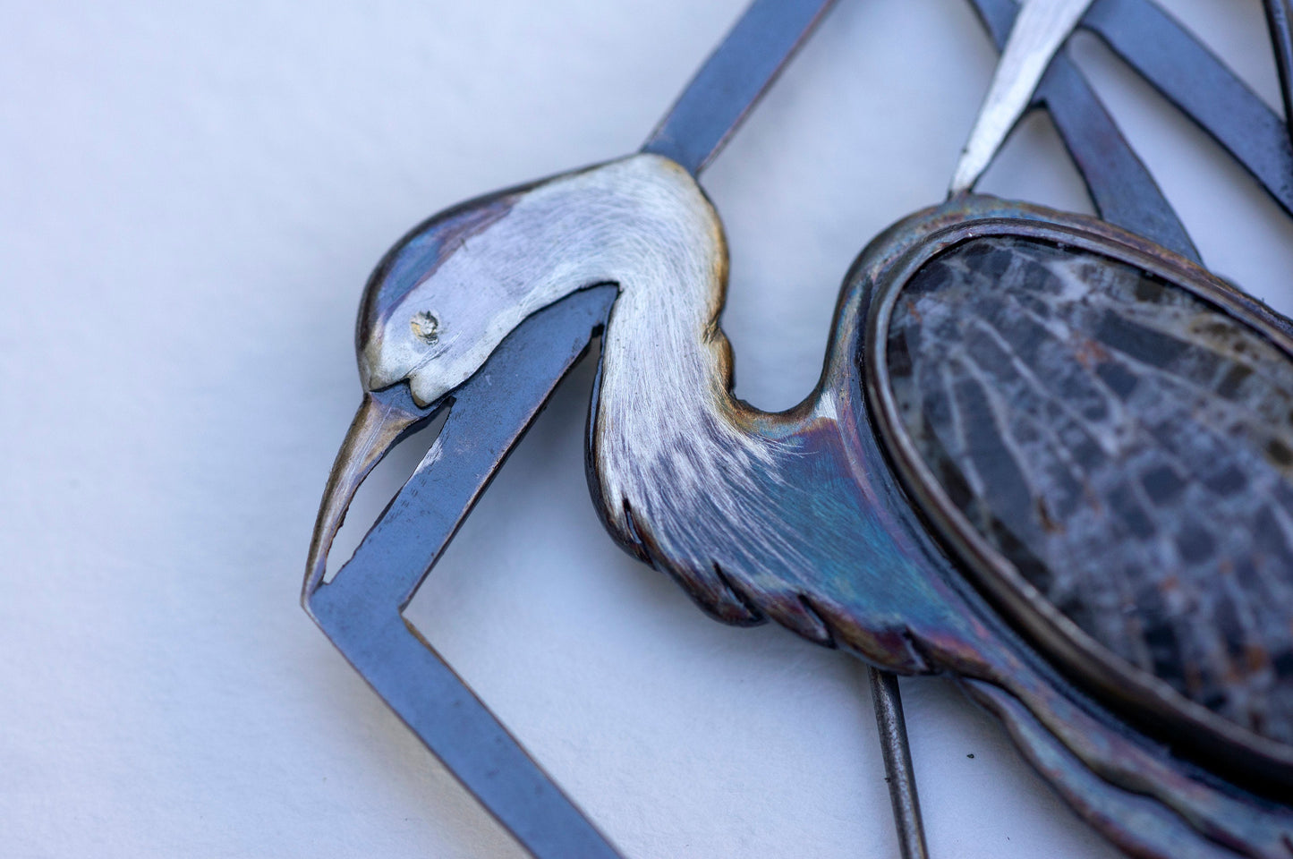 Blue heron brooch and necklace