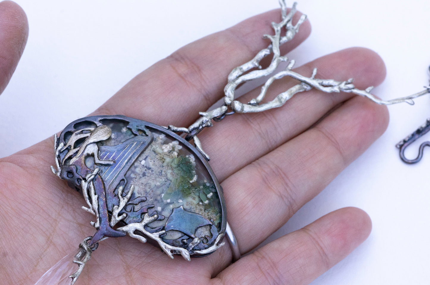 Mermaid brooch and necklace