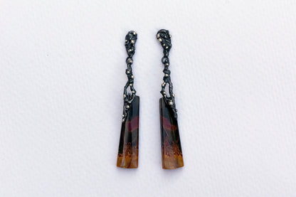Oriental painting jasper twig earrings