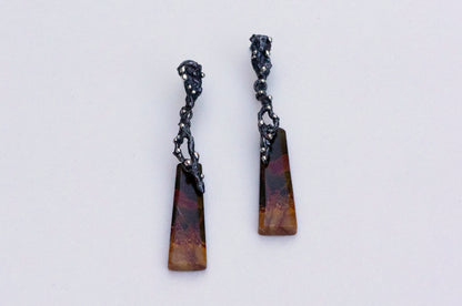 Oriental painting jasper twig earrings