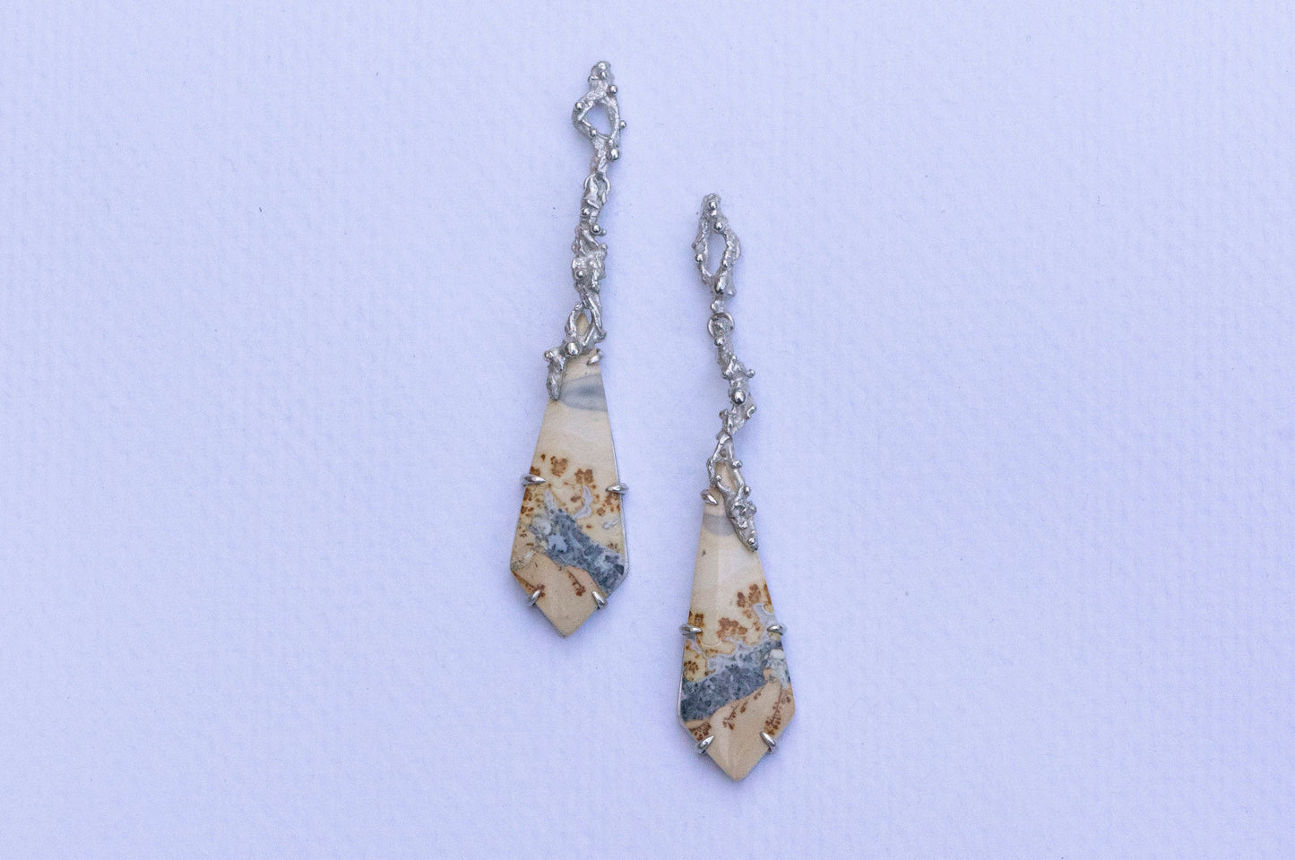 Oriental painting jasper twig earrings