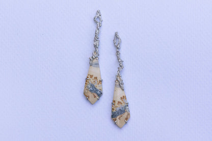 Oriental painting jasper twig earrings