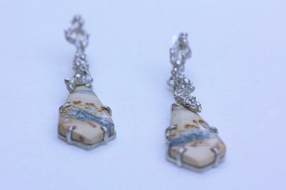 Oriental painting jasper twig earrings