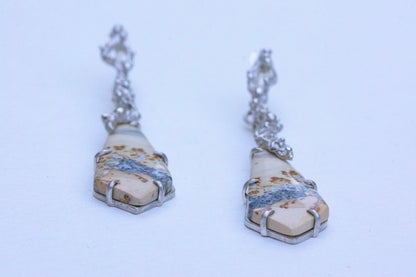Oriental painting jasper twig earrings