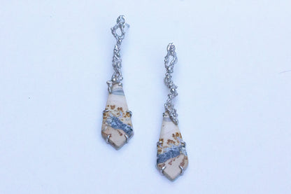 Oriental painting jasper twig earrings