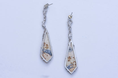 Oriental painting jasper twig earrings
