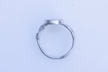 Dendritic agate sterling silver twig ring